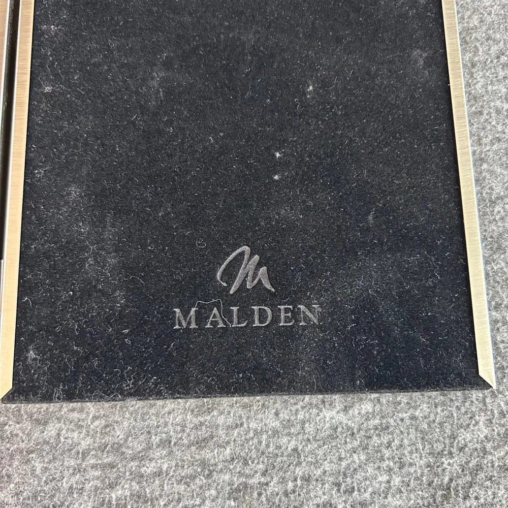 Malden Brushed Silver Metal Double Hinged 5x7 Picture Frame Beveled Tabletop